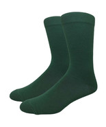 Solid Color Crew Cotton Dress Socks - Forest Green - $5.69