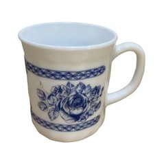 Arcopal Glenwood France Coffee Cups Mug White Blue Floral Milk Glass Vin... - $16.93