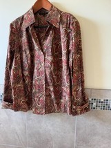 Nwot Lafayette 148 New York Cotton Blend Paisley Print Fitted Blouse Sz 14 - £118.70 GBP