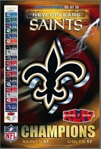 Vintage Rare New Orleans Saints Super Bowl XLIV Champions Poster New Sealed - £27.93 GBP