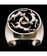 Sterling silver ring Three Hares in Circle The Tinners Rabbits ancient C... - $115.45 CAD