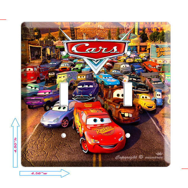 new cars 2 lightning mcqueen and friends double light switch wall plate cover ch