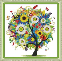 Benway Counted Cross Stitch Colorful Lucky Tree 14 Count 38x38cm - $12.99