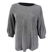 Alfani Womens Plus 3X Gunmetal Lurex Shimmer Balloon Sleeve Blouse Top NWT CV28 - £29.41 GBP