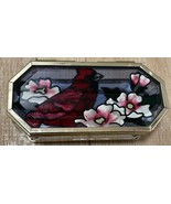 Stained Glass Cardinal And Flowers W Mirrored Bottom Jewelry Box Vintage... - $1,858.33 MXN