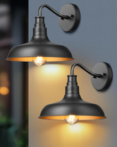 DEWENWILS 2-Pack Outdoor Gooseneck Barn Lights, Black Wall Sconce - $106.99