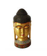 Wooden Buddha Head Hand Painted Buddha Statue For Home Handmade buddah S... - £135.89 GBP
