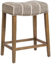 Counter Stool SADDLE Weathered Oak Birch Upholstery Fabric - £485.68 GBP