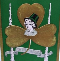 St Patrick&#39;s Day Postcard Irish Hearts Women Wearing Top Hap Gold Clover A H Co. - £9.32 GBP