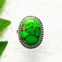 Natural Green Copper Turquoise Gemstone Ring, Birthstone Ring, 925 Sterling Silv - £27.59 GBP