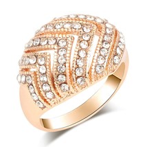 Bride Engagement Rings For Women Gold Color Retro Look Big Oval Austrian Crystal - £6.29 GBP