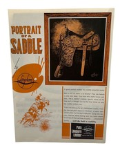 Potts Longhorn Leather Print Ad 1970 Vintage Portrait of a Saddle 70s - $13.99