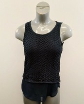 Alfred Sung Women&#39;s Layered Blouse Size Small Blue Sleeveless Polyester Tank Top - $11.87