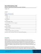 Solution Manual for Business Its Legal, Ethical, and Global Environment,... - $25.07 CAD
