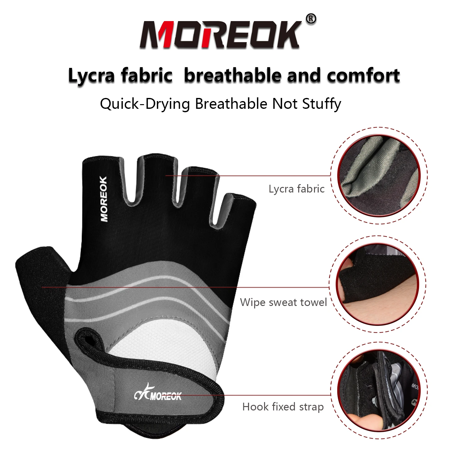 Sporting MOREOK Cycling Gloves Half Finger Bike Gloves 5MM Liquid Gel Pads Bicyc - £23.81 GBP