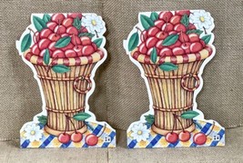 Two Vintage Mary Engelbreit Greeting Cards Die Cut Cherry Basket Ephemer... - $8.91