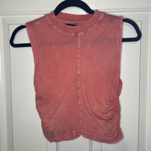 Urban Outfitters Out from Under coral acid wash ruched crop top tank XS - £6.04 GBP
