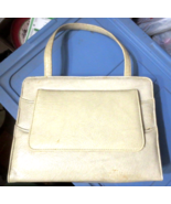 Vintage JR? Ladies&#39; Gray Beige Faux Leather MCM Handbag Purse Clutch - £21.92 GBP