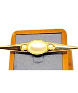 VTG Bar Statement Brooch Pin Faux Pearl 3&quot; Long Gold Tone Women Fashion ... - £7.02 GBP