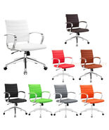 Padded Desk Office Mid Back Chair Rolling Casters Mid-Century Modern - 8... - €148,99 EUR