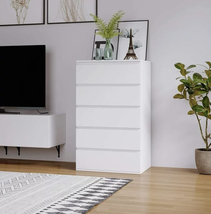 Dresser 5 Drawers Modern storage white cabinet for bedroom &amp; livingroom - £164.01 GBP