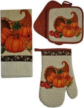 Fall Thanksgiving Cornucopia Towel Potholder Oven Mitt Collection (New) - £5.47 GBP