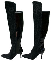 Donald Pliner Couture Lace Patent Leather Boot Shoe New Over The Knee $695 NIB - £218.68 GBP