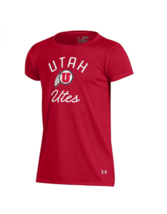 Under Armor NCAA Utah Utes Youth Girls Short Sleeve Performance Tee, Red... - $8.43