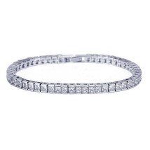 14K White Gold Plated 3Ct Princess Diamond Tennis Bracelet 7&quot; Women&#39;s Day Gift - £211.80 GBP