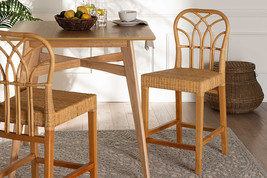 Ravenna Natural Rattan and Mahogany Wood Counter Stool - $251.00