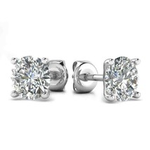 14K White Gold Plated Simulated Diamond Solitaire Stud Earrings 3 Ct Round - $46.74