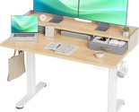 Whole-Piece Standing Desk With Drawers, 48 X 24 Inches Solid Wood Stand ... - £304.60 GBP