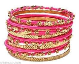 Amrita Singh Jaana Fuchsia 12 Piece Bangle Set Lot Size 8 NEW MSRP $100 KB364 - £43.15 GBP