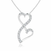 ANGARA Diamond Double Heart Pendant Necklace in 14K Gold (GVS2, 0.1 Ctw) - £461.96 GBP
