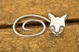 Taxco Sterling Silver Jewelry Mexico DELFINO Mid Century Modern Cat Brooch Pin - £42.38 GBP