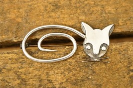 Taxco Sterling Silver Jewelry Mexico DELFINO Mid Century Modern Cat Brooch Pin - £42.97 GBP