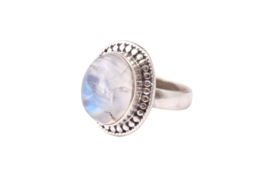 925 Sterling Silver Genuine Rainbow Moonstone Handmade Ring For Women Party Wear - £37.68 GBP