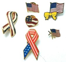 Lot of 6 Stars &amp; Stripes / American Flag / Red, White &amp; Blue / Yellow Ri... - $6.88