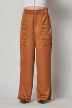 Satin Cargo Pocket Wide Leg Pants - $29.50