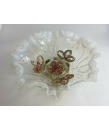 White Northwood Opalescent Glass Bridal Bowl Ruffles Footed Dish 8 1/2 x... - $23.38