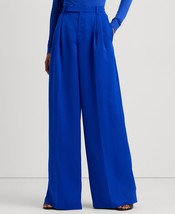 Lauren Ralph Lauren Women&#39;s Pleated Satin Crepe Wide-Leg Pants - Sapphir... - $57.04