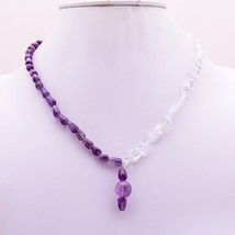 Natural Amethyst Aquamarine Gemstone Smooth Beads Necklace 7-12 mm 16.5&quot; UB-7271 - £8.69 GBP