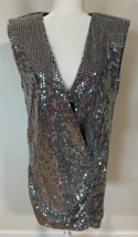NWT ZARA Women&#39;s Size Medium Draped Silver Sequin Dress NYE Party Cocktail - $55.42