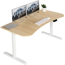 VIVO Light Wood / White Electric Height Adjustable Stand Up Desk Frame w... - £576.66 GBP