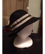 VTG WOMEN&#39;S GEO W. BOLLMAN &amp; CO DOESKIN FELT 100% WOOL HAT BLACK TRIM USED - $25.71 CAD