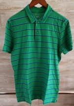 Men&#39;s GAP Polo Shirt Green Navy Stripe Cotton Jersey Medium - £7.18 GBP