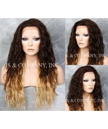Human Hair Blend Heat OK Full Lace Front wig Brazilian Wavy Brown ombre ... - $164.05 CAD