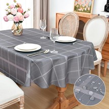 Grey Plaid Tablecloth Waterproof Table Cloth Oval Elegant Plaid Tablecloths for  - £30.03 GBP