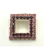 Vintage Prong Rhinestone Brooch,  2 Layer Square Brooch, Goldtone. Red &amp;... - $13.99