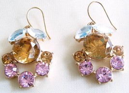 J Crew Heirloom Flora Crystal Earrings Gold Sparkle Wedding Bridesmaid P... - $23.00
